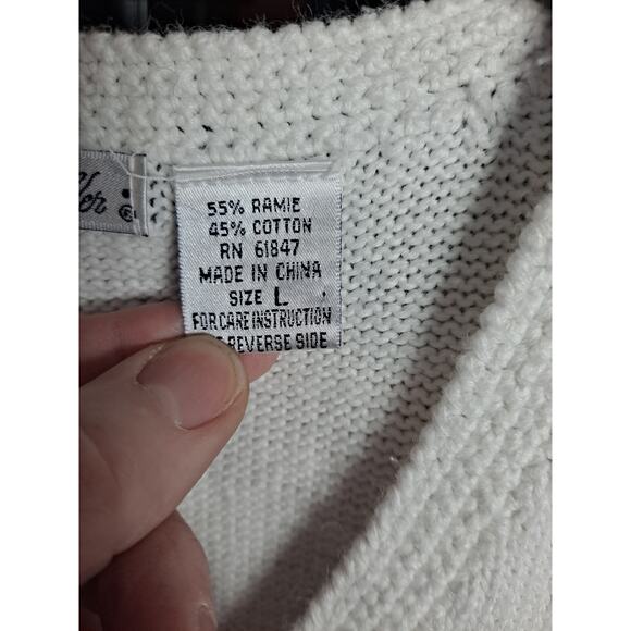 Robin Sinkler Women's White Embroidered Ramie-Cotton Button-Front Vest Size L - Picture 6 of 7